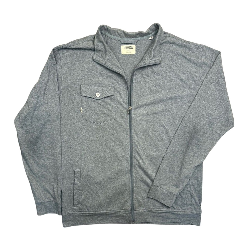 Linksoul Men's Heather Gray Full-Zip Sweater Jacket